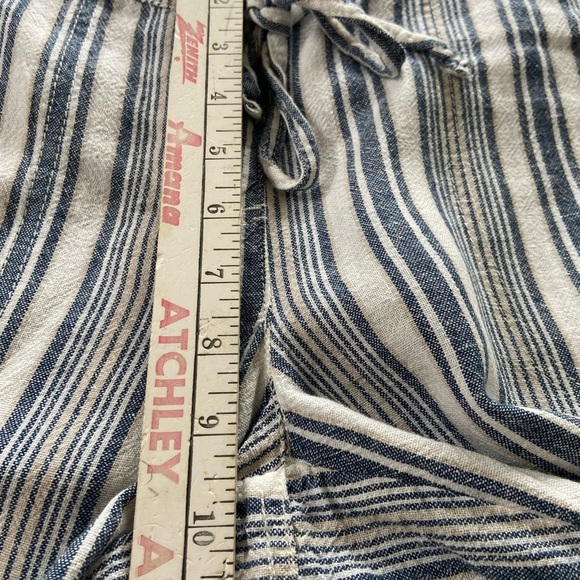 Per Se Striped Linen Blend Pull On Straight Leg Pants Blue Tan and White Size M - Picture 11 of 12